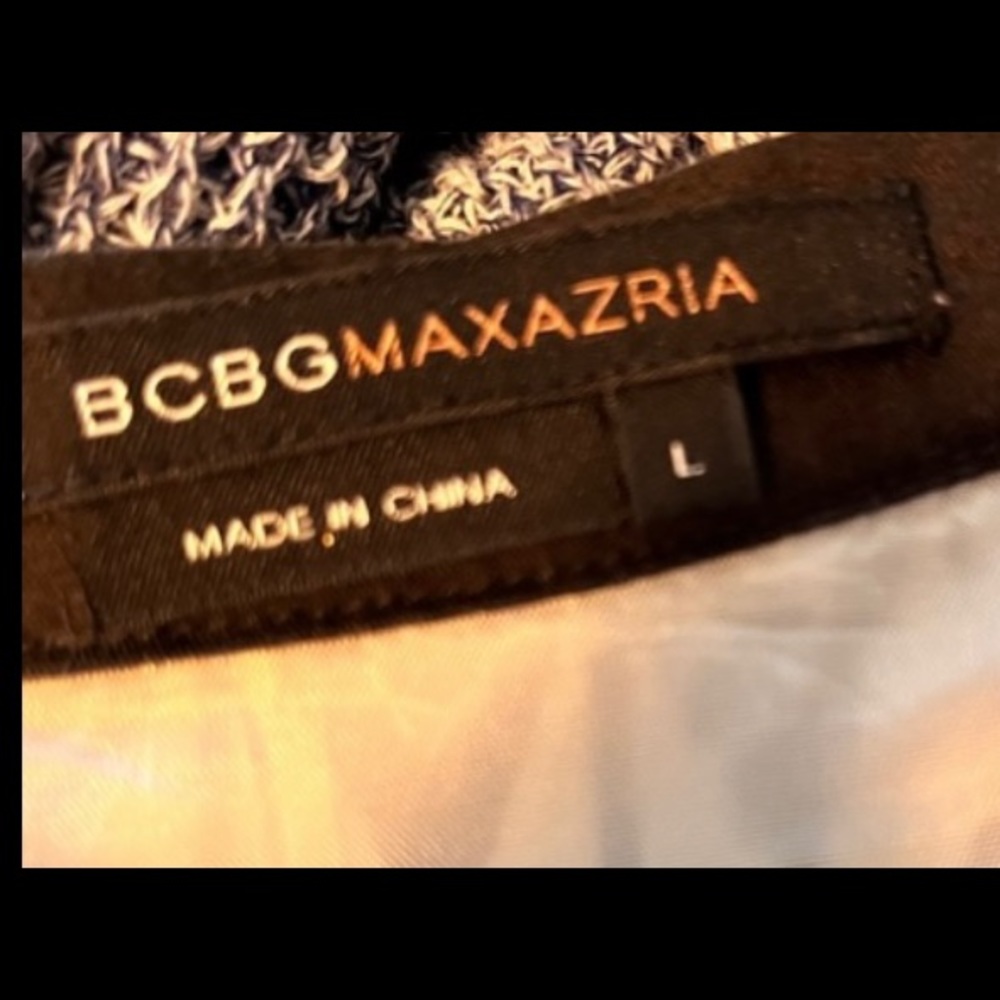 BCBGMAXAZRIA Black, White Chevron Sequin Skirt Size L - Picture 5 of 9